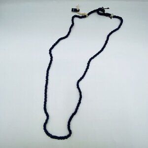 Buji Baja Black Wood Plastic Multi Faceted Long Necklace 28” New
